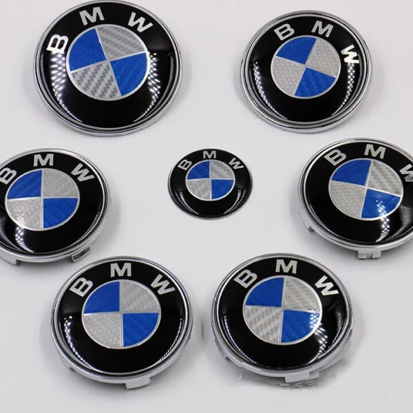 BMW Emblem Blå vit Kolfiber 7-Pack