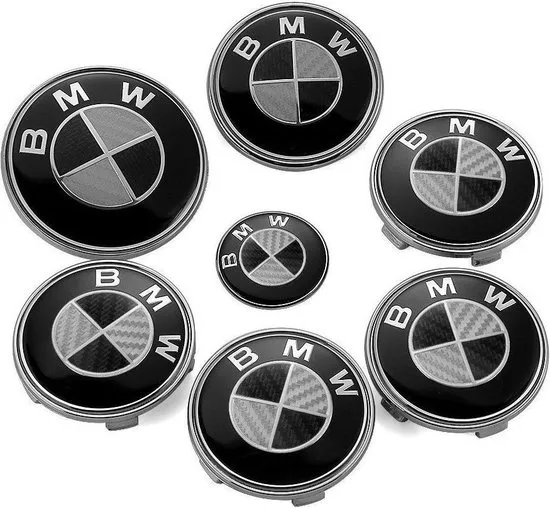 BMW Emblem Svart Vit Kolfiber 7-Pack