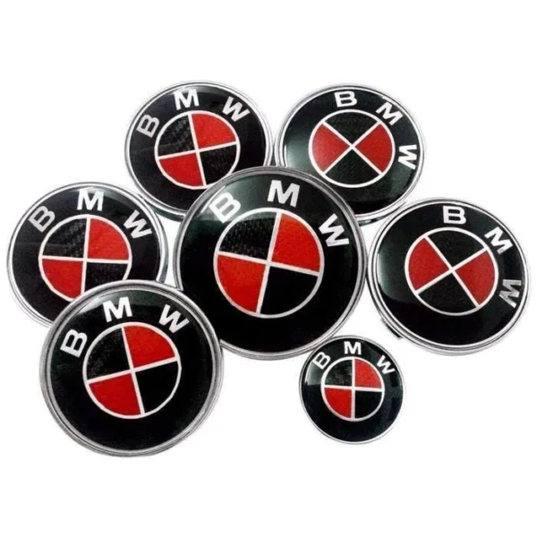 BMW Emblem Svart Röd Kolfiber 7-Pack