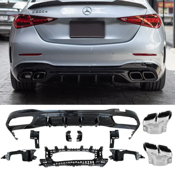 Mercedes W206 S206 Diffuser C63 - Krom