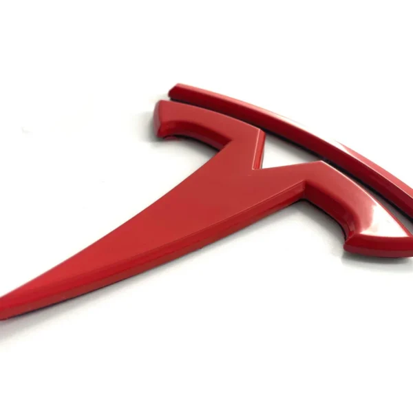 Röd Tesla emblem front lucka