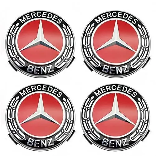 Röda navkåpor centrumkåpor Mercedes 4-Pack