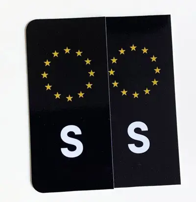 S-Märke Nummerskylt svart gul 2ST