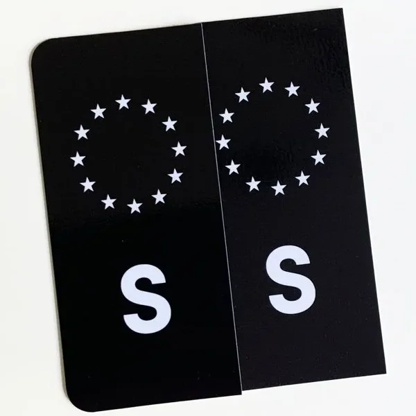 S-Märke Nummerskylt svart vit 2-pack