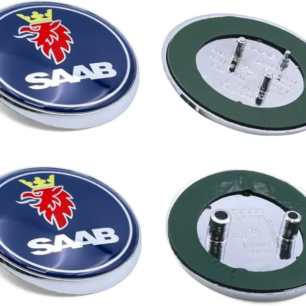 SAAB emblem i svart blå huv och baklucka