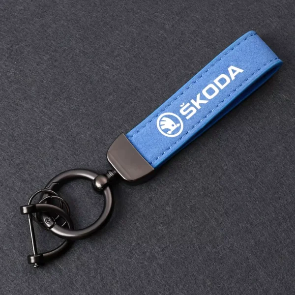 Skoda Logo Nyckelring Alcantara Blå