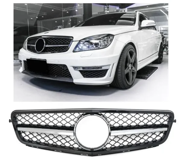 Svart Grill Mercedes W204 C204 S204 C63 Look