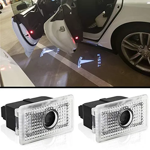 Tesla logga Dörrbelysning Dörrlampor vit